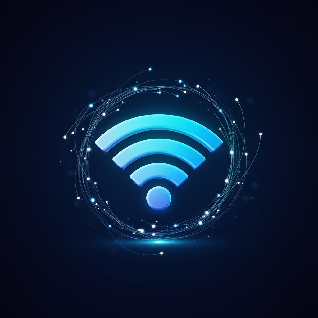 Smartphone moderno y cable de fibra sobre una mesa